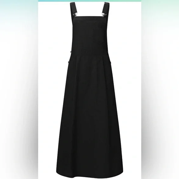 67. XS Women's Casual Loose A Line Long Suspender Skirt Overall Pinafore Dress - Picture 3 of 8
